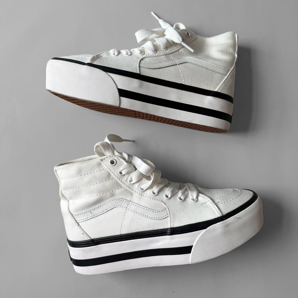Vans SK8 Hi Tapered Stackform 9 Hightop Canvas Smarten Up White Black Like New